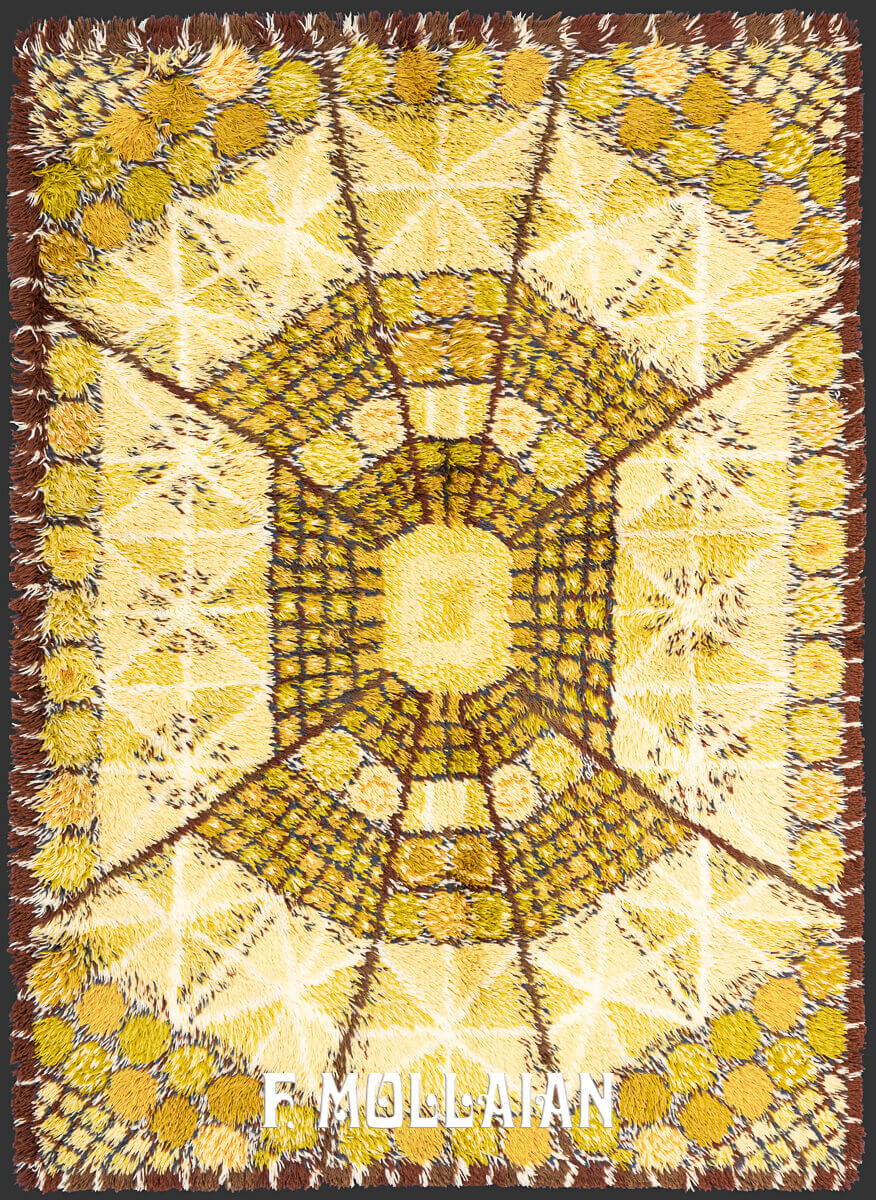 Tappeto Decorativo Svedese Rya con Disegno Moderno n°:46788487